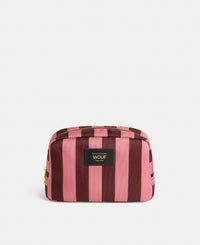 Sophie toiletry bag with pink and burgundy striped print - Wouf