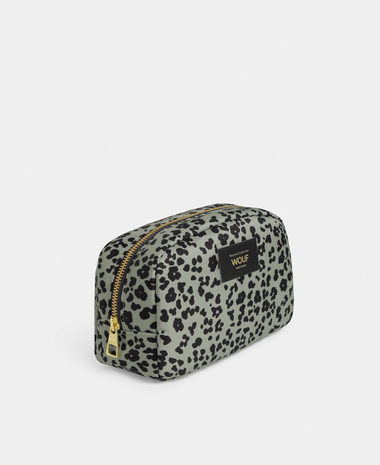 Side view of the Steel Roar toiletry bag with grey and black animal print - Wouf