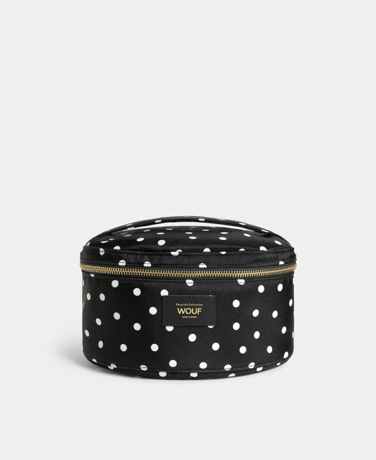 Trousse vanity Grace à pois blancs sur fond noir - Wouf