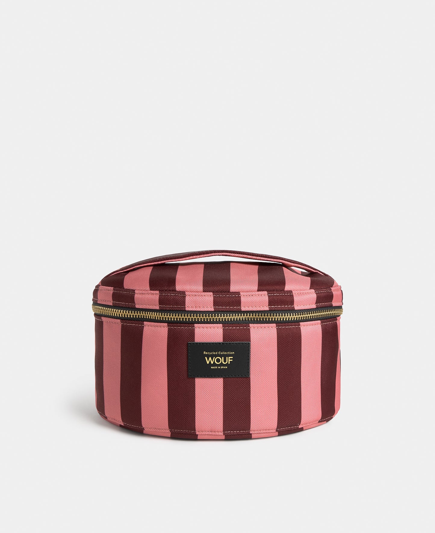 Sophie vanity bag with pink and burgundy striped print - Wouf