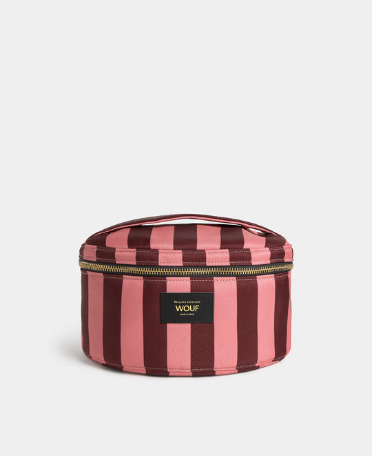 Trousse vanity Sophie à rayures roses et bordeaux - Wouf