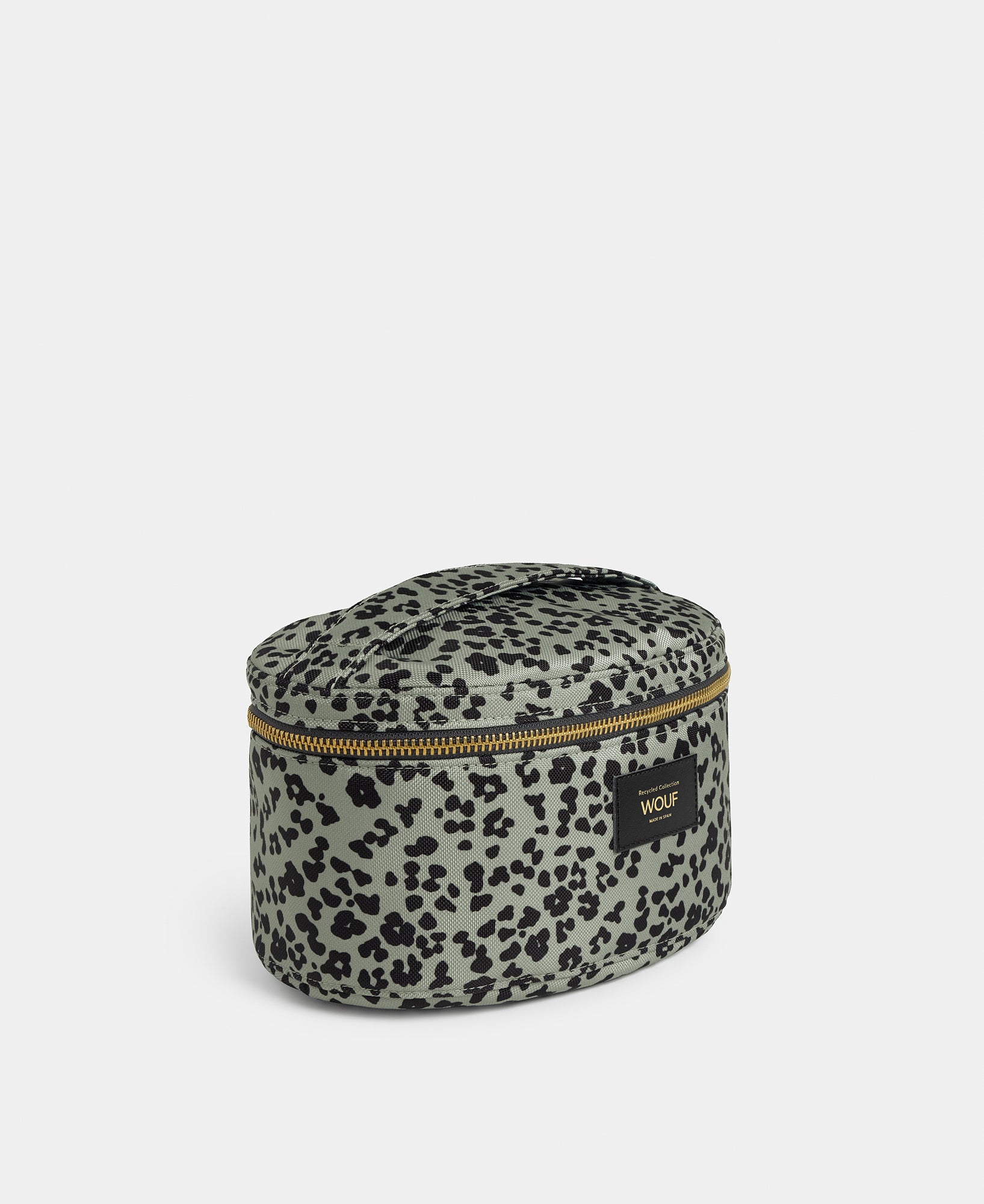 Side view of the Steel Roar vanity bag with grey and black animal print - Wouf