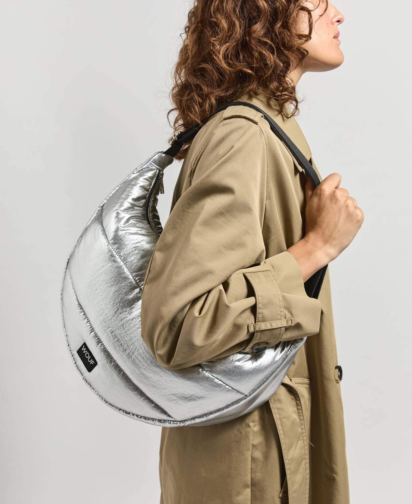 Grand sac à bandoulière Silver Glossy