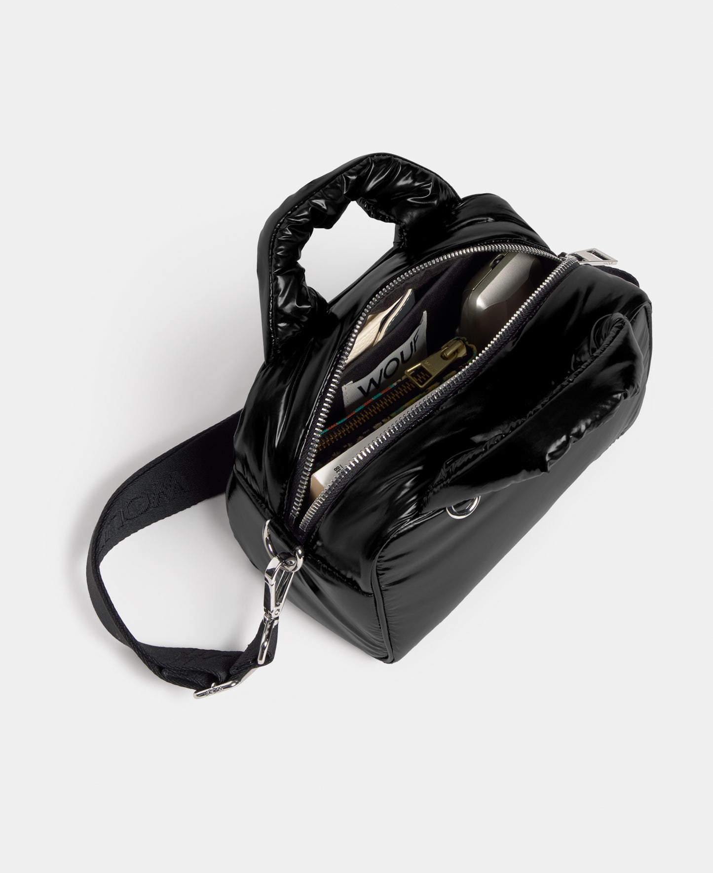 Interior del bowling bag color negro con acabado brillante - Wouf