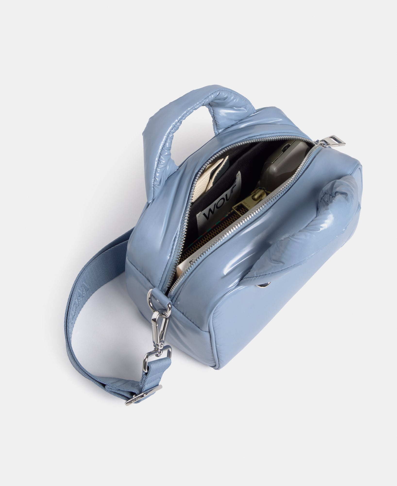 Intérieur du bowling bag coloris bleu acier avec finition brillante - Wouf