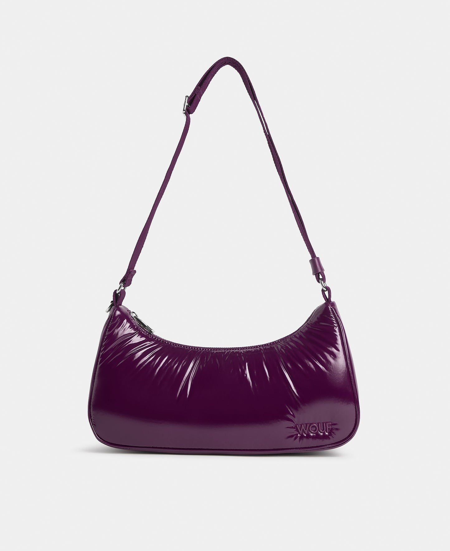 Crossbody Bag plum colour with a shiny finish - Wouf