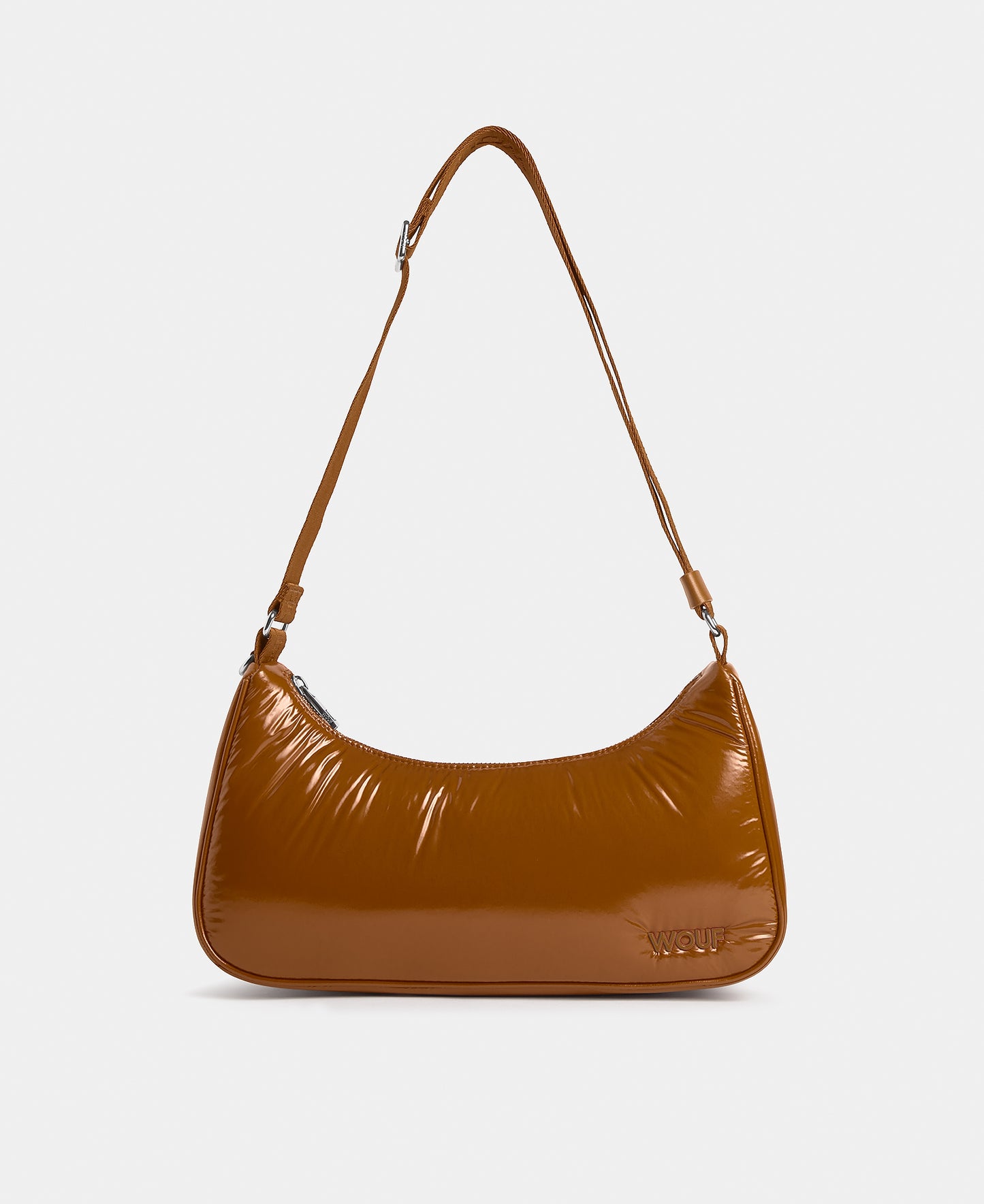 Crossbody Bag toasted brown colour with a shiny finish - Wouf