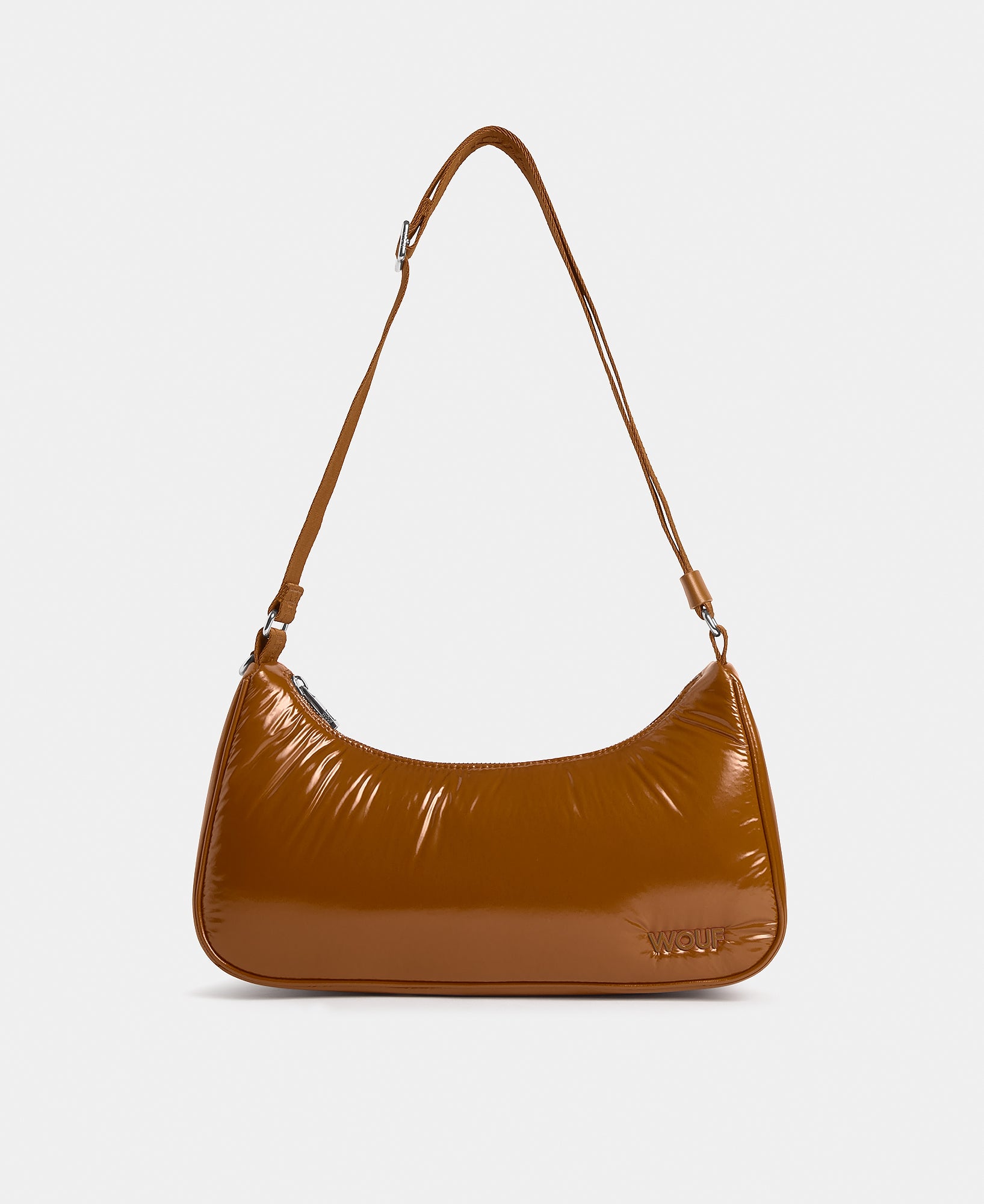 Crossbody Bag toasted brown colour with a shiny finish - Wouf