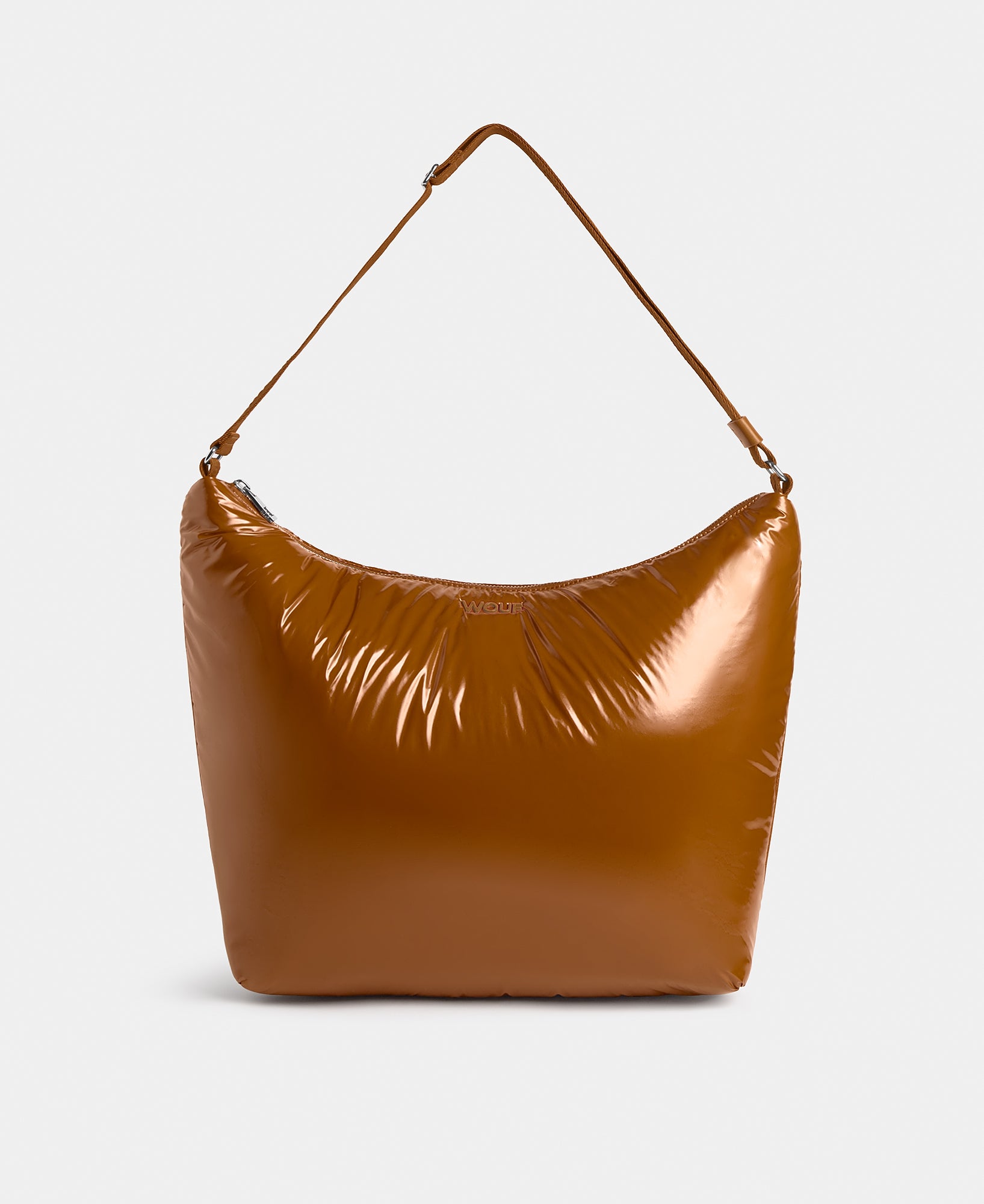 Hobo Bag coloris brun chaud avec finition brillante - Wouf