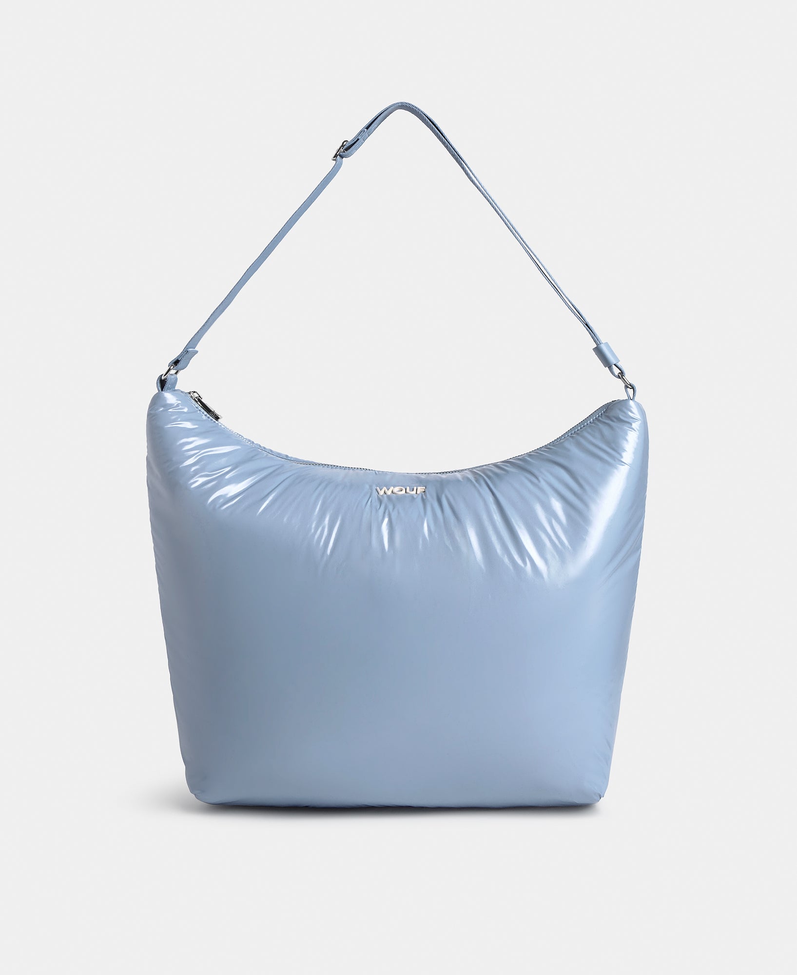 Hobo Bag steel blue colour with a shiny finish - Wouf