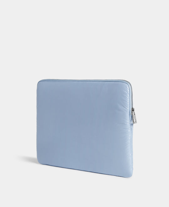 Back view of the laptop sleeve 13-14 sky blue with a shiny finish - Wouf