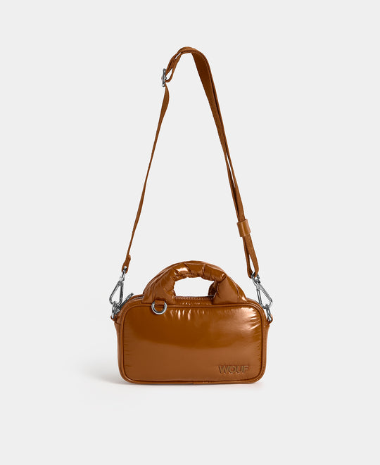 Mini Bag toasted brown colour with a shiny finish - Wouf