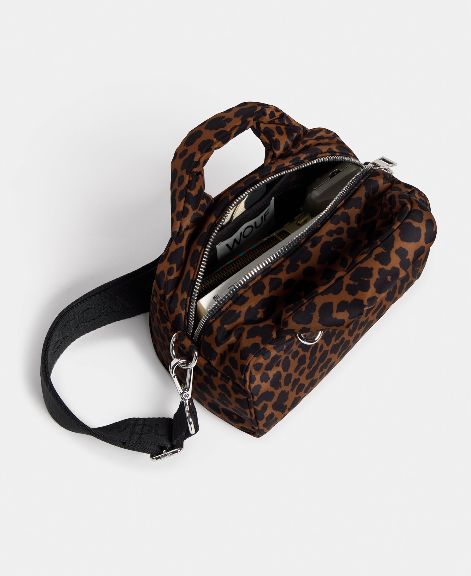 Interior of the bowling bag with animal print in brown and black tones - Wouf