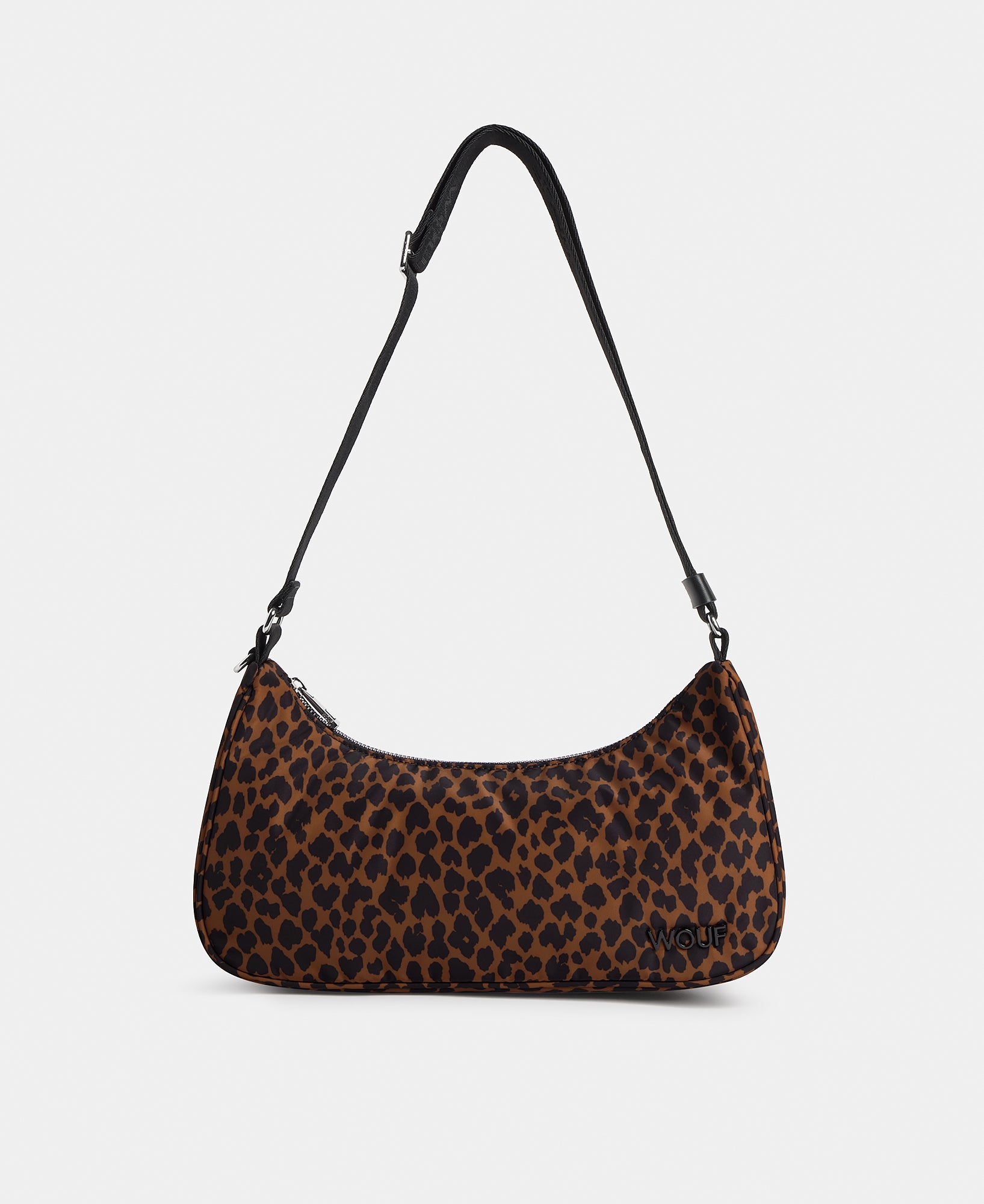 Crossbody bag with animal print in brown and black tones - Wouf