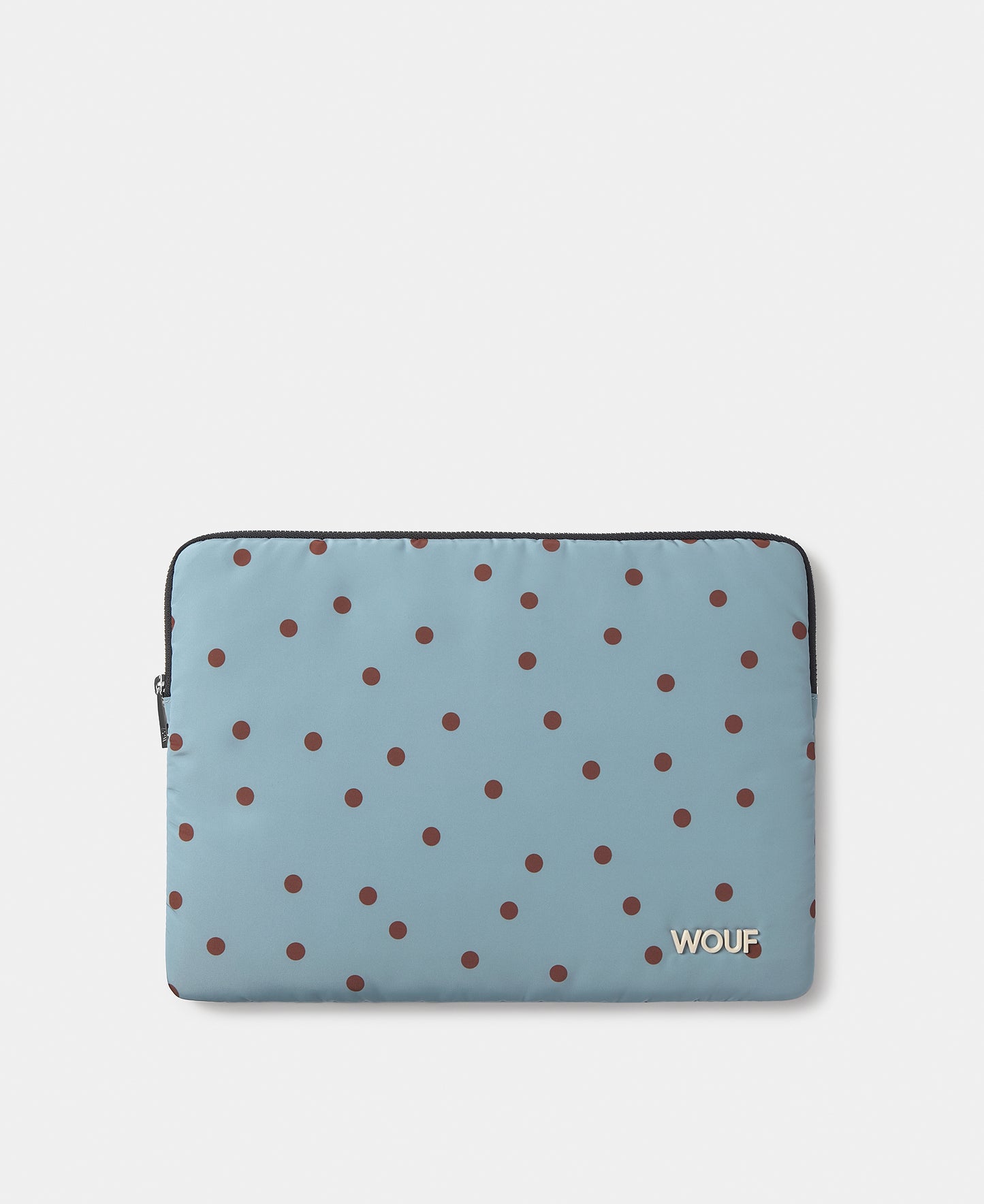 Housse pour ordinateur 13-14 à pois marron sur fond bleu clair - Wouf