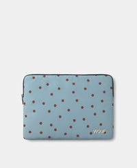 Housse pour ordinateur 13-14 à pois marron sur fond bleu clair - Wouf