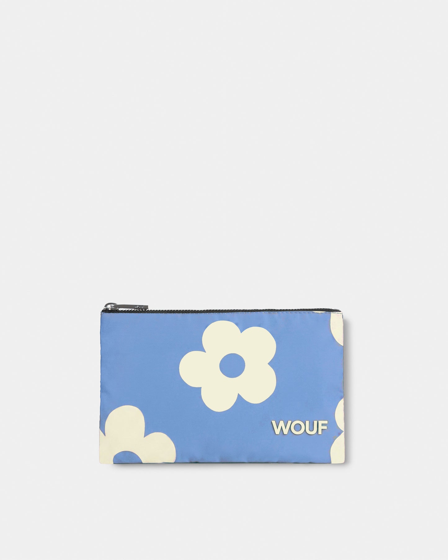 Pouch bag with cream daisy print on a light blue background - Wouf