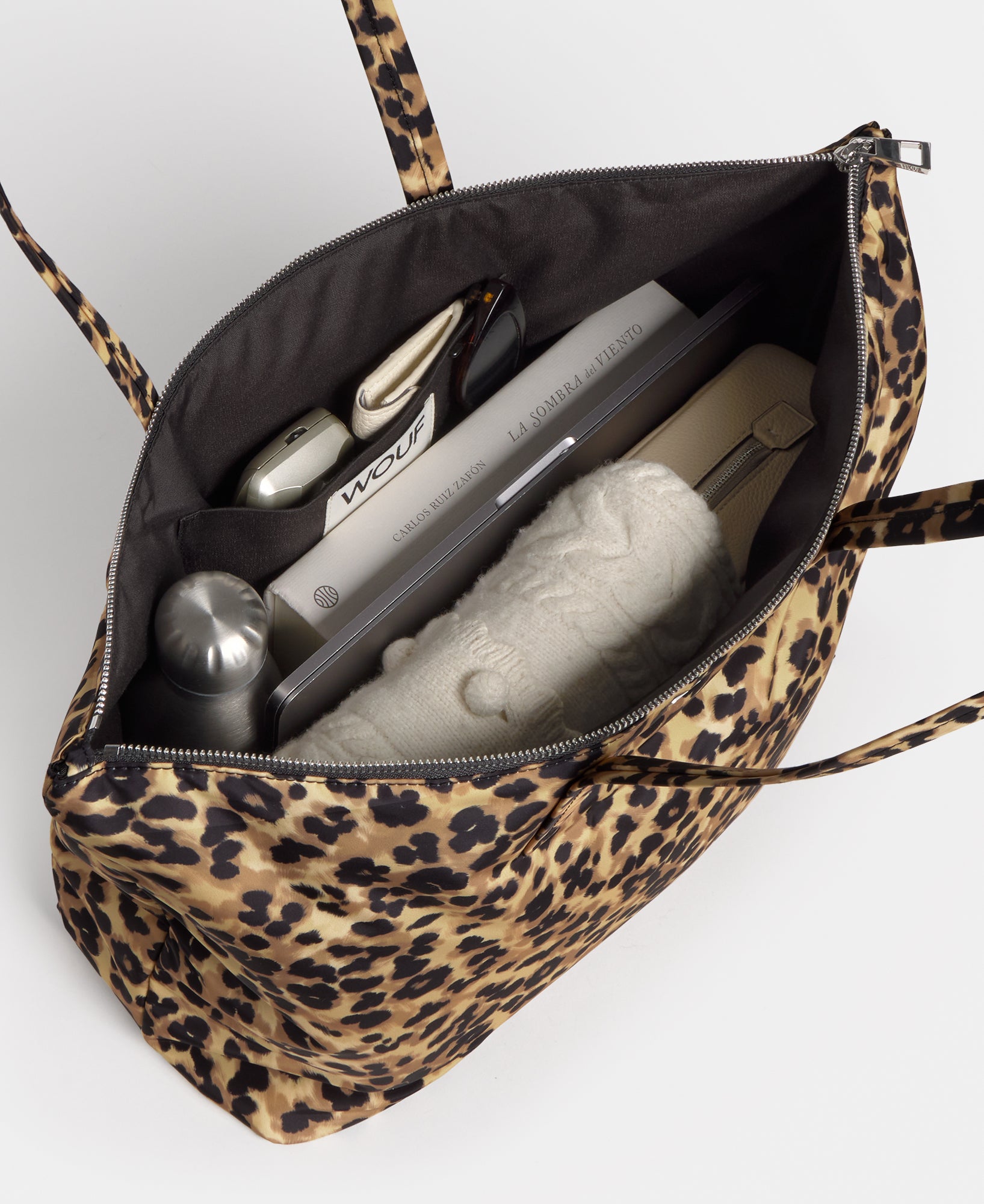 Interior of the shopper bag with animal print in brown and black tones - Wouf