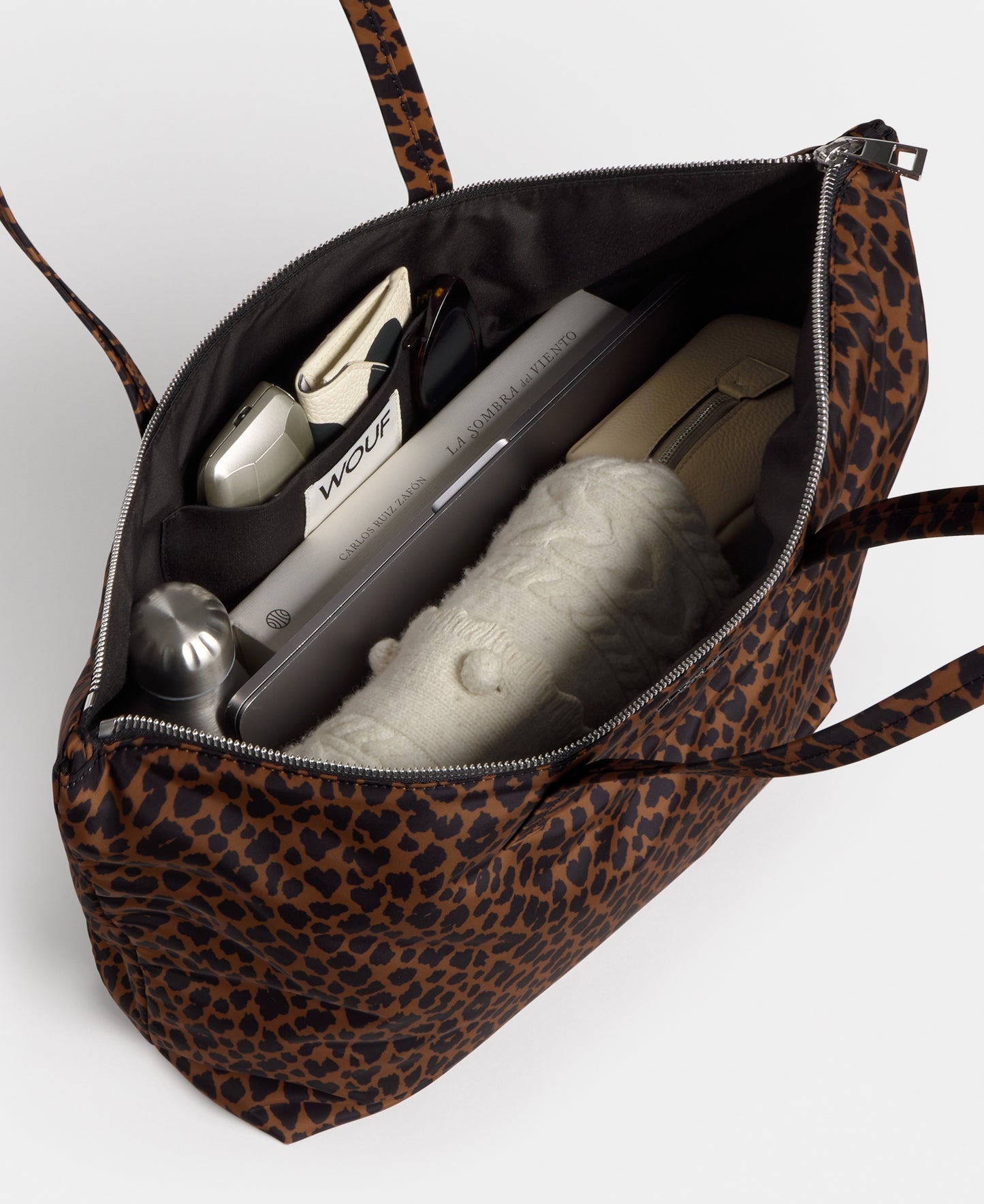 Interior of the shopper bag with animal print in brown and black tones - Wouf