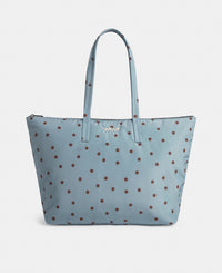 Shopper bag with brown polka dots on a light blue background - Wouf