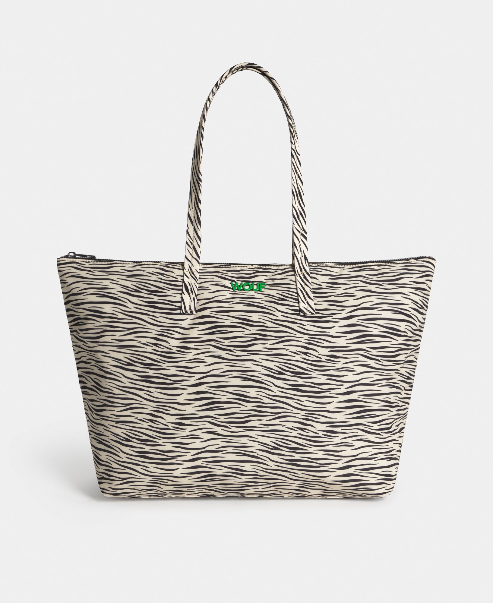 Shopper bag with zebra print in beige and black tones - Wouf