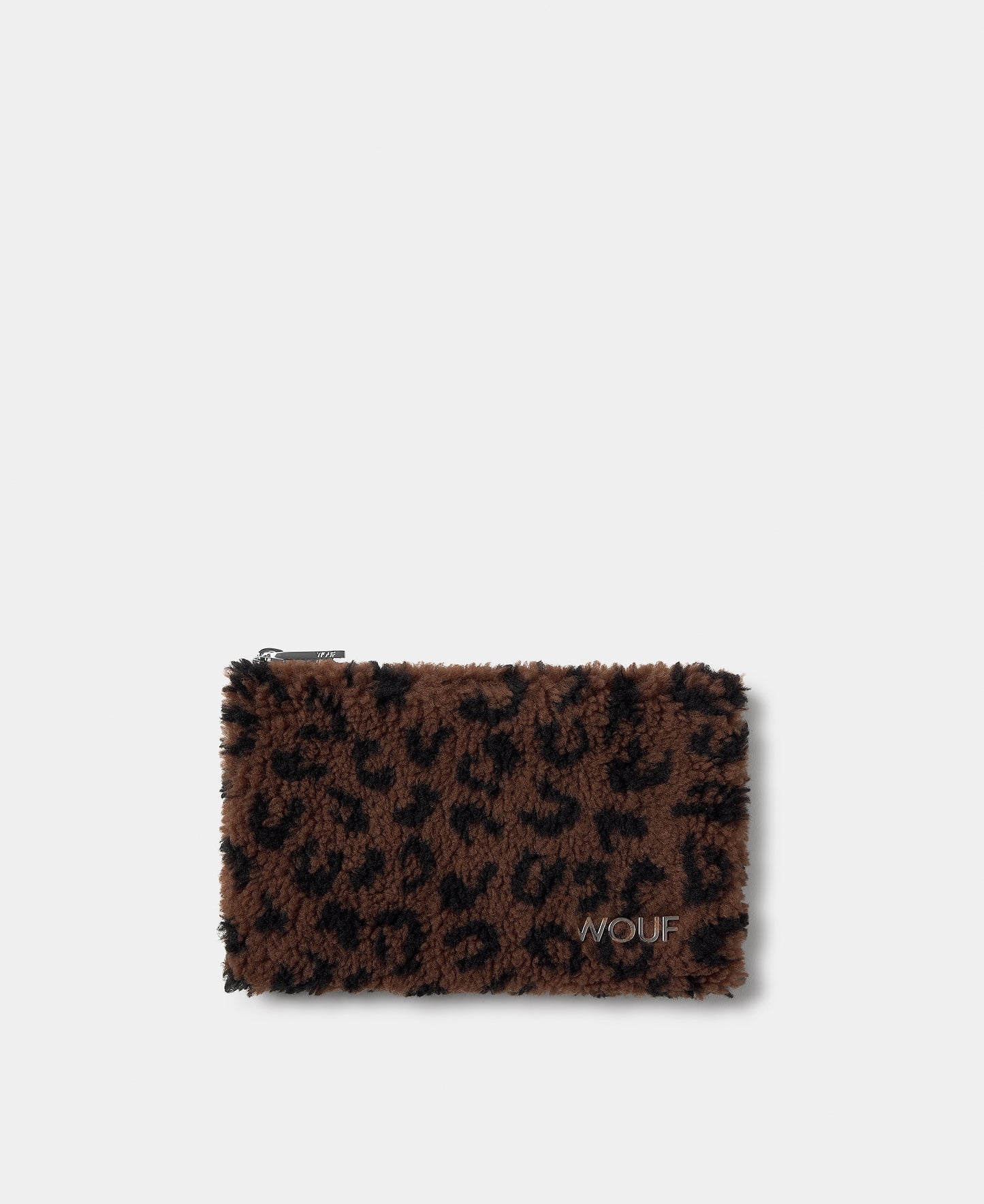 Pouch de tejido teddy con estampado de leopardo en tonos marrones y negros - Wouf