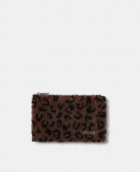 Pouch de tejido teddy con estampado de leopardo en tonos marrones y negros - Wouf