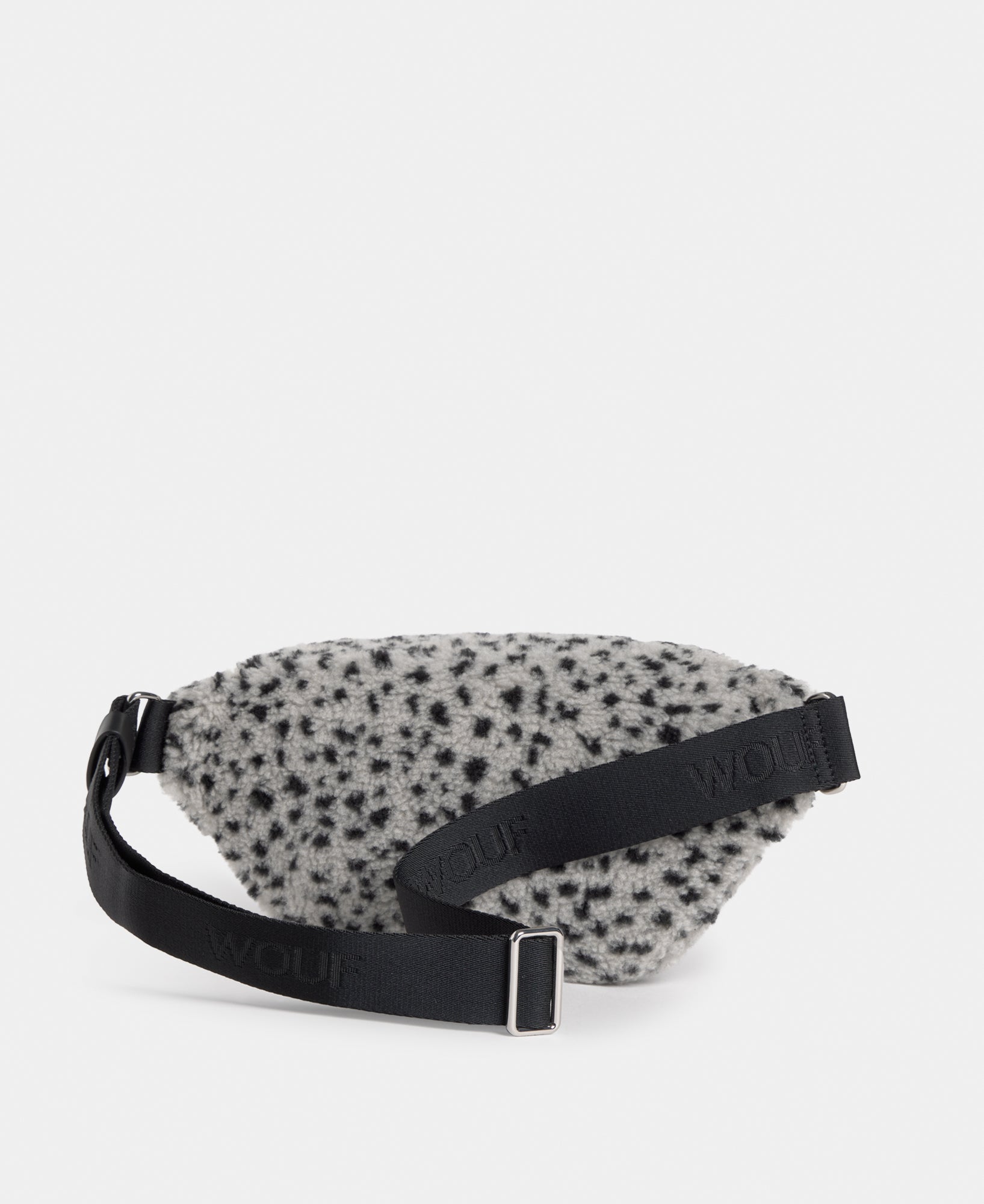 Intérieur de la banane en tissu teddy à micro imprimé noir sur fond gris - Wouf
