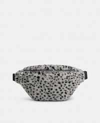 Banane en tissu teddy à micro imprimé noir sur fond gris - Wouf