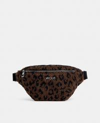 Riñonera de tejido teddy con estampado de leopardo en tonos marrones y negros - Wouf